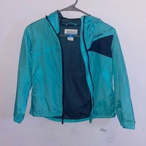 Columbia teal rain jacket